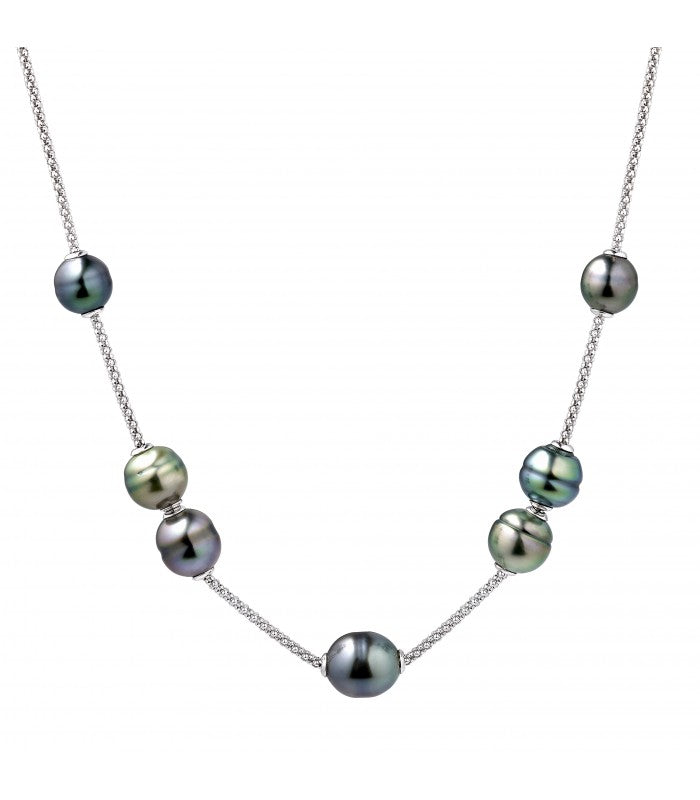 Collier en argent et 7 perles de Tahiti