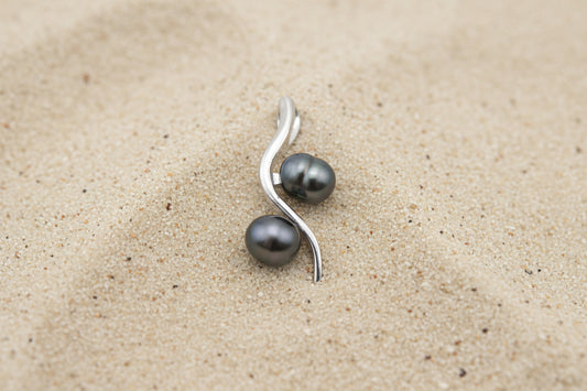 Pendentif en Argent et 2 Keishi de Tahiti Naturelles TAKOIA PERLES