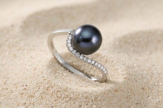 Bague en argent et perle de Tahiti TAKOIA PERLES