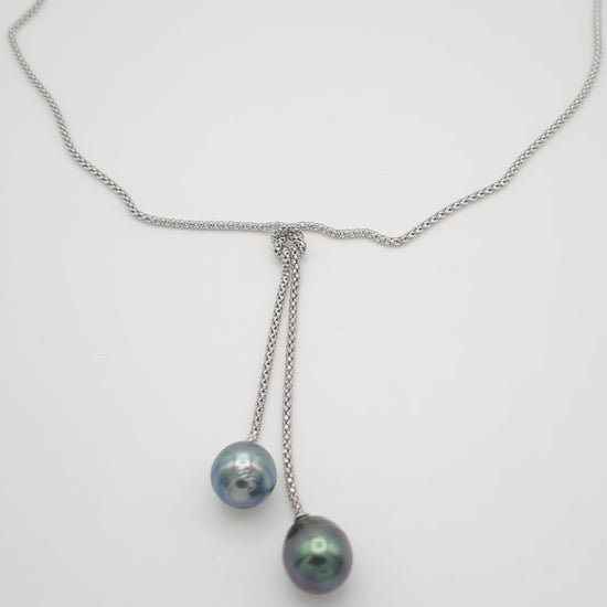 Collier en argent avec 2 perles de Tahiti collection OEAU