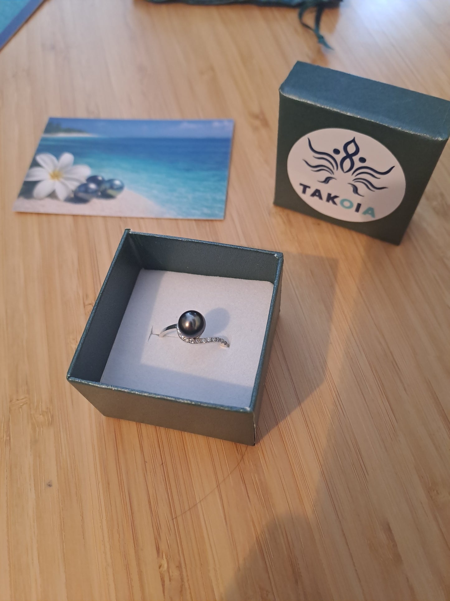 AVA - Bague en argent avec perle de Tahiti Ronde